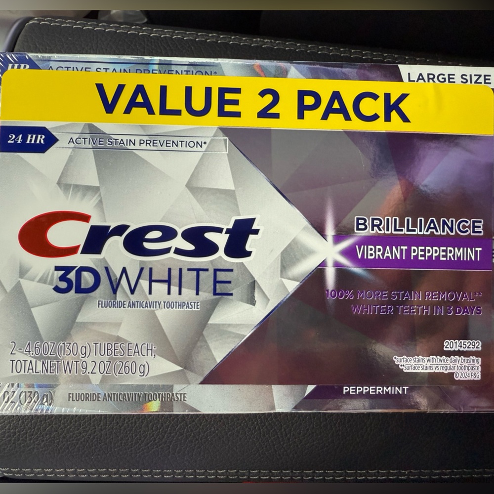 NWT Crest 3D White Brilliance Toothpaste value 2 Pack Vibrant Peppermint